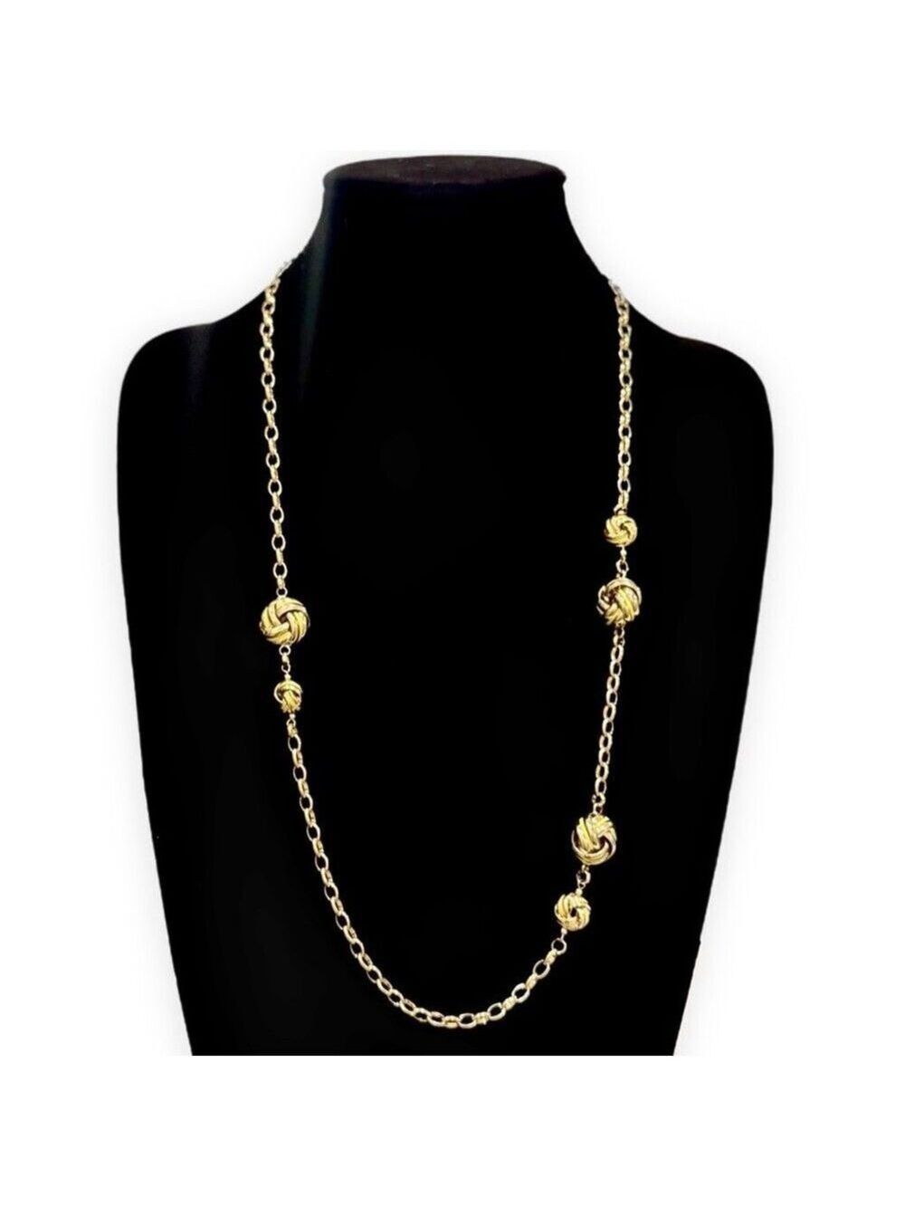 NEIMAN MARCUS Gold Knot Yellow Accents Station Chain Necklace | NWT